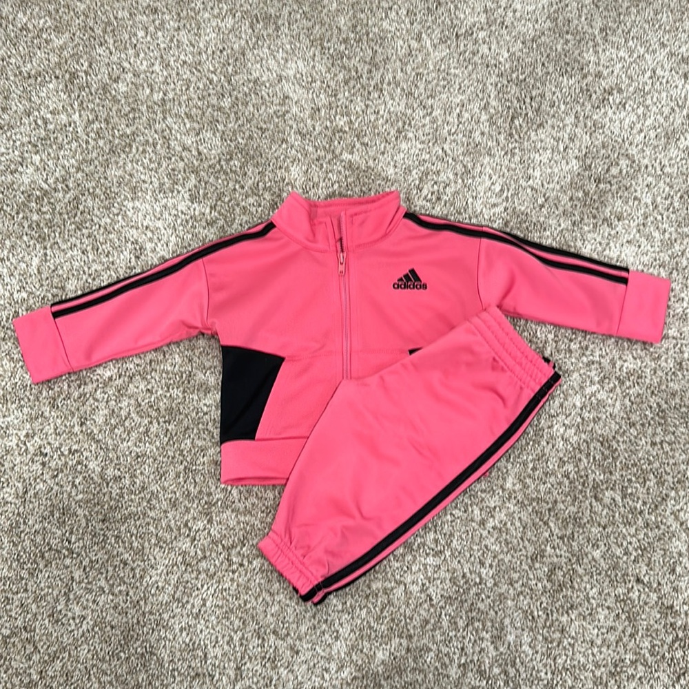 Adidas 3 month pink and black outfit